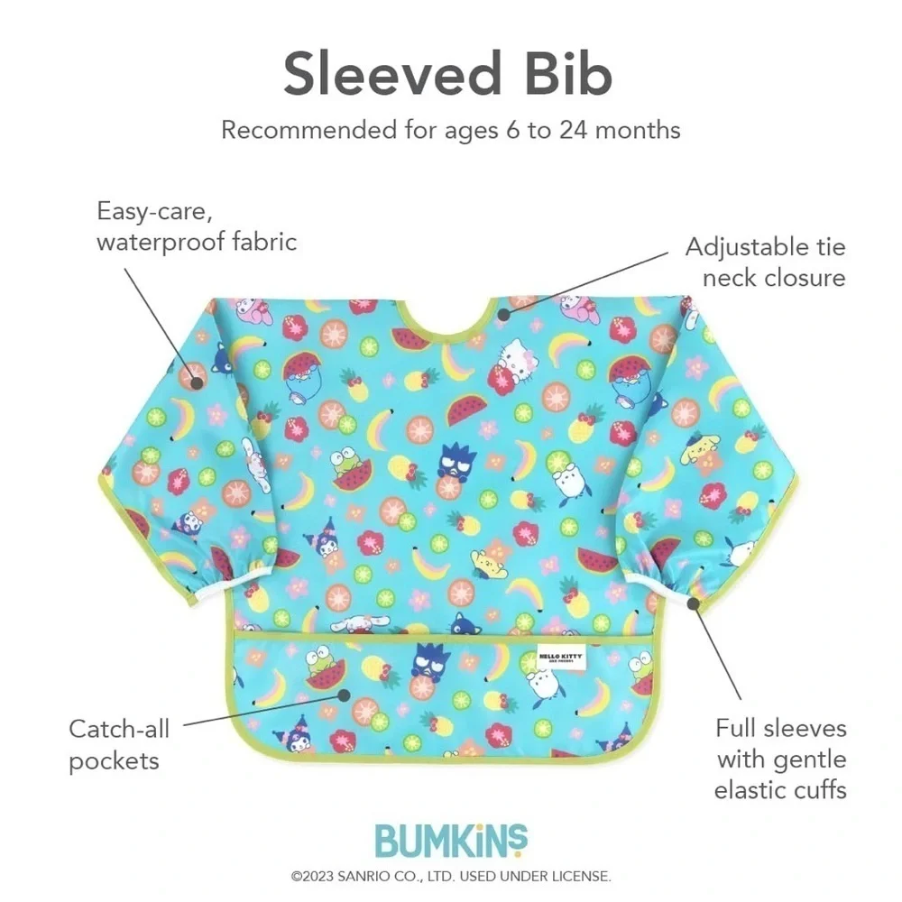 Bumkins Hello Kitty Waterproof Sleeved Bib - Turquoise